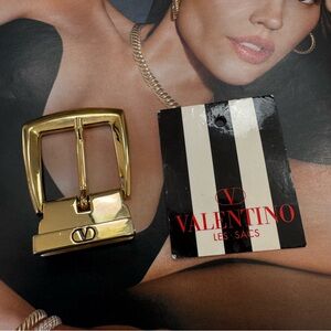Vintage Valentino Garavani V Logo Gold Tone Interchangeable Belt Buckle